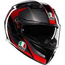 AGV K3 Striga Integralhelm - Schwarz/Grau/Rot - M - Motorradhelm mit extrem hoher Sicherheit und 190° Sichtfeld, ausgestattet mit integrierter Sonnenblende und belüftungsoptimierter Innenausstattung für maximalen Komfort.