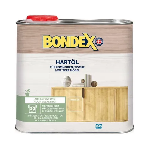 BONDEX Hartöl 2,5 l, Farblos - Widerstandsfähiger Holzschutz - Holzöle - BONDEX Hartöl bietet offenporige Imprägnierung für stark beanspruchte Möbel, schützt effektiv vor Wasser und sorgt für langlebigen Holzschutz.