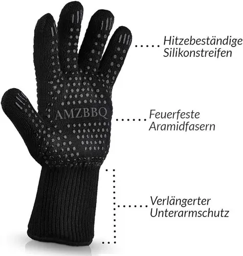 Topfhandschuhe & Topflappen Schwarz von AMZBBQ