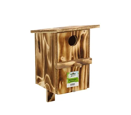 Dehner Nistkasten Starenkasten Jannis, 30 x 19 x 17.5 cm - Vogelnistkästen, handgefertigt aus geflammtem Holz, ideal für Stare mit einem Einflugloch von 45 mm, schützt vor Witterungseinflüssen und fördert die Artenvielfalt in Ihrem Garten.