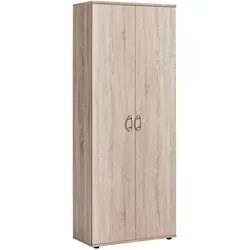 Carryhome Schuhschrank Talent, Sonoma Eiche - Schuhschrank in Sonoma Eiche, 5 verstellbare Fächer für individuelle Schuhaufbewahrung, ideal für Stiefel und Sneakers, modernes Design mit silbernen Bügelgriffen.