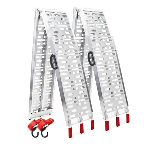 Wiltec 2X Auffahrrampe 226 cm 680 kg für Motorrad ATV Quad, Aluminium Auffahrschiene faltbar, Verladerampe rutschsicher