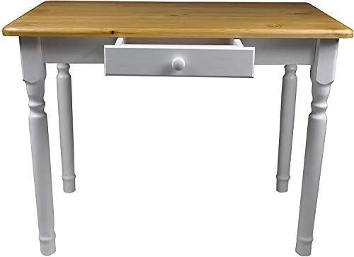 Magnetic Mobel Esstisch mit Schublade Küchentisch Tisch Massiv Kiefer Speisetisch massiv (50x90 cm, Erle)