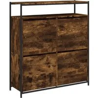 vidaXL Schuhschrank mit 4 Klappen in Räuchereiche - Schuhschrank aus Holzwerkstoff, ideal für kleine Wohnungen dank platzsparendem Design und 4 Klappen für aufgeräumte Schuhaufbewahrung.
