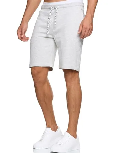 Indicode Herren Aldrich Sweatshorts mit Kordelzug | Herrenshorts Sportshorts für Männer XXL, Ecru Mix
