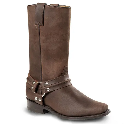 Herren Damen Western Cowboy Biker Leder Stiefel Boots »WB-01« Braun - Stiefel aus hochwertigem Rindsleder, handgefertigt nach mexikanischer Tradition. Mit rahmengenähter Ledersohle und gepolsterter Innensohle für besonderen Tragekomfort.