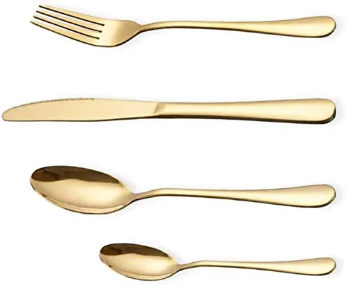 Vergoldetes Besteckset aus Edelstahl, 16-teiliges goldenes Besteckset, geeignet für 4 Personen. (Gold)…