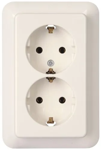 KOPP 945717081 Rivo Schutzkontakt-Steckdose 2-fach ohne erhöhtem Berührungsschutz, Reinweiß (Ral 9010)