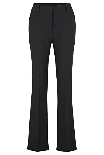 HUGO Damen Hovani Regular-Fit Hose aus Stretch-Gewebe im Bootcut-Stil Schwarz001 42