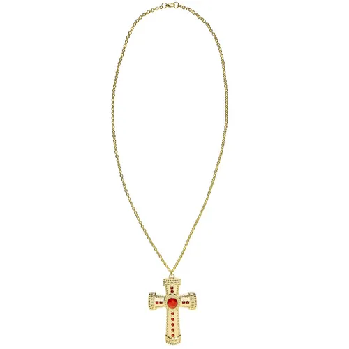 Prollige Kette mit goldenen Kreuz-Anhänger für Karneval Mottopartys Erwachsenen