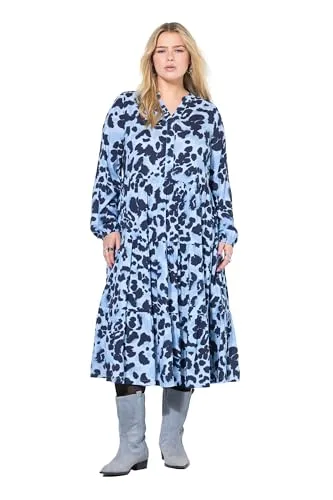 Studio Untold Damen große Größen Übergrößen Plus Size Maxikleid, A-Line, Leo, Volants hellblau 46+ 844949707-46+