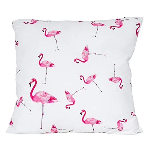 cosey Kissenbezug 45x45, Kissenhülle mit Motiv für Dekokissen, Sofakissen – Verschiedene Motive Polyester D8 Flamingo