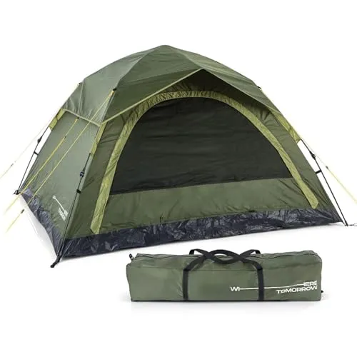 Where Tomorrow Pop up Wurfzelt für 4 Personen - Blitzschnell Aufgebaut - Kuppelzelt für 4 Personen, ideal für Camping, Outdoor und Festivals. Mit schnellem Aufbau in unter 10 Sekunden und optimalem Wetterschutz - leicht, wasserdicht und mit 360°-Airflow für besten Komfort.