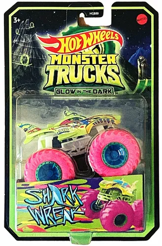 SHARK WREAK Glow in the Dark Monster Trucks Hot Wheels Auto Die-cast 1:64
