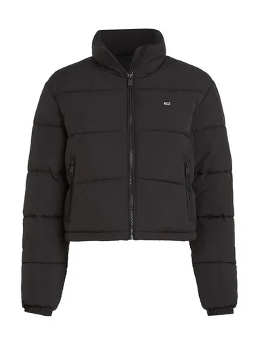 Tommy Jeans Damen Pufferjacke Cropped Essential Puffer, Schwarz, XL - Funktionsjacke aus 100% recyceltem Polyester, ideal für Übergangszeiten. Minimalistisches Design mit hohem Tragekomfort und zwei praktischen Taschen.