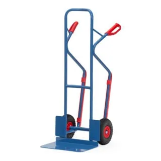 fetra Stapelkarre B1331P - Robuste Sackkarre - Sackkarre aus Stahlrohr mit austauschbarer Stahlblechschaufel, ideal für den sicheren Transport runder Güter. Pannensichere PU-Bereifung sorgt für hohe Mobilität.