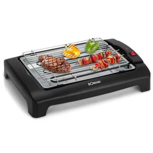 Bomann® Barbecue-Tischgrill | ideal für Balkon & Küche | Tischgrill elektrisch | Elektrogrill mit Cool Touch-Gehäuse | abnehmbares Grillrost | Grill mit Metallauffangschale | 2000 W | BQ 1240 CB N