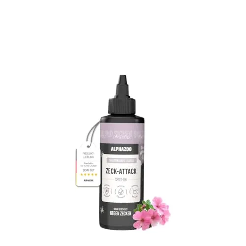 alphazoo ZeckAttack Spot-On für Hunde 100 ml – Natürliches Zeckenmittel mit Geraniol & Lavendelöl – Effektiver, hautverträglicher Zeckenschutz ohne Chemie
