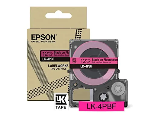 Epson Etikettenkassette, mattes Beschriftungsband LK-6LBJ schwarz auf blau, langlebiges Band für Epson LabelWorks Etikettendrucker, wasser- & verschleißfest, 8 m x 24 mm