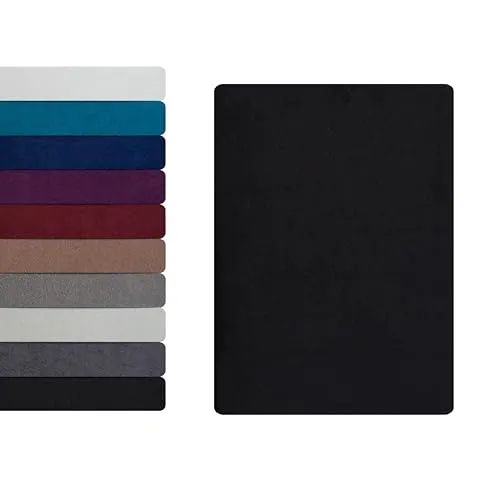 Frottee Spannbettlaken Spannbetttuch 140 - 160 x 200 cm, Bettlaken 80% Baumwolle - 20% Polyester, Kuschelig Weich und Warm, Matratzen bis 23-25 cm, OEKO-TEX MADE IN GREEN, Schwarz