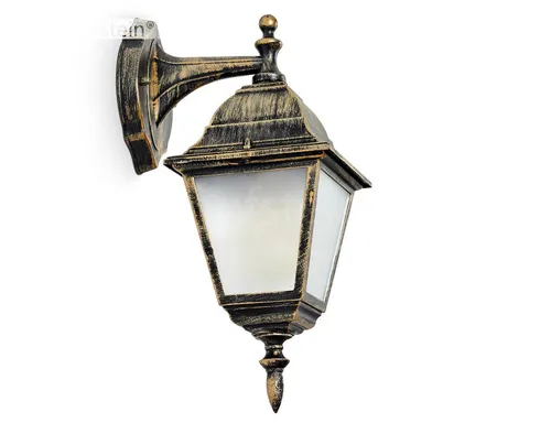 hofstein Außen-Wandleuchte Wandlampe abwärts in antikem Look aus Metall/Glas in Braun-Gold, ohne Leuchtmittel, im klassischen Landhaus-Stil, Außenleuchte für Terrasse, E27, IP44