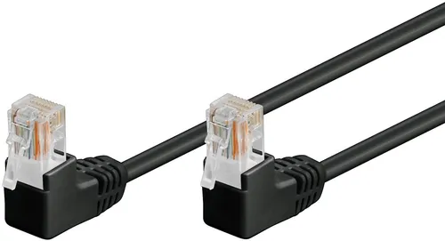 Goobay CAT 5e Patchkabel 2x 90° gewinkelt, U/UTP, Schwarz