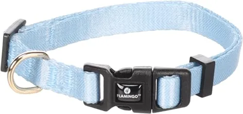 Flamingo Halsband Noekie Blau – XS | 20-35 cm x 10 mm x 1 mm, Langlebig, Stilvoll und Elegant – Für Kleine Hunde!