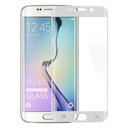 9H Hartglas Samsung S6 Edge Glas Folie 3D Display Schutz Glas FullCover Weiß