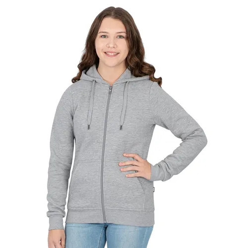 JAKO Organic Kapuzenjacke Damen grau, Größe 44 - Funktionsjacke aus nachhaltigen Materialien, mit verstellbarer Kapuze und ideal für aktive Freizeitgestaltung.