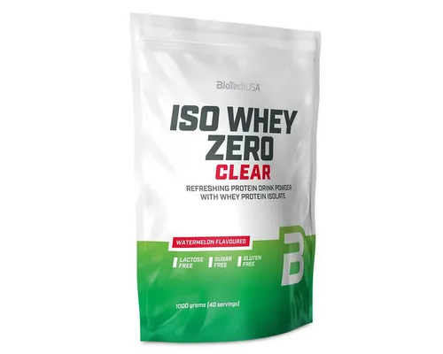 Biotech USA Iso Whey Zero Clear 1000g Pulver - Whey Protein Isolat für erfrischende Getränke, zuckerfrei und ideal für aktive Menschen, die Abwechslung in der Sporternährung suchen.