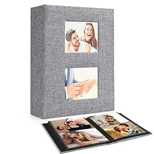 SIMDAO Einsteck Fotoalbum 10x15, 50 Blatt/100 Seite 200 Fotos, Schwarze Seiten, leinen Photoalbum, Große Kapazität, Perfekt Geschenke zu Jubiläum,Baby, Hochzeit, Weihnachten, Geburtstag