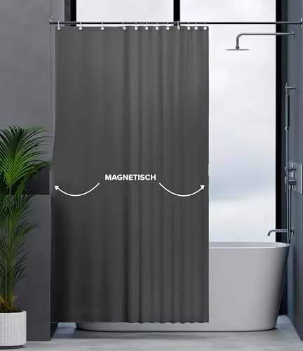 ovimar Duschvorhang 120 cm - Dunkelgrau - Hochwertiger Duschvorhang aus Polyester, ideal für stilvolle Badezimmergestaltung, mit einfacher Aufhängung und wasserabweisendem Material.