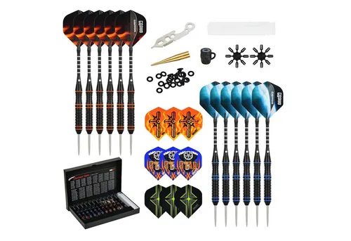 cofi1453 Dartpfeil One80 Dartpfeil Set mit Metallspitze – 12 Stück, Langlebiges Dartset mit Metallspitzen und stabilen Flights
