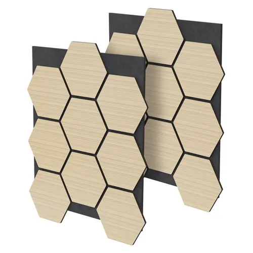 ML-Design Akustikpaneele 2er Set – Hexagon Wandverkleidung Eiche 66x81cm - Wand & Decke – Stilvolle Akustikpaneele mit effektiver Schallreduktion und einfacher Montage für ein modernes Raumdesign.