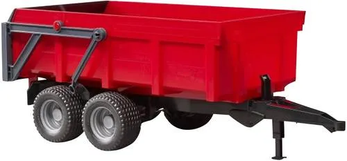 Bruder Wannenkippanhänger mit Automatikrückwand - Fertigmodell für die Landwirtschaft mit hochklappbarer Mulde und automatisch öffnender Rückwand. Ideal für Traktoren der Profi-Serie und MB-Unimogs, bietet Stabilität durch Standfuß und Profilreifen.