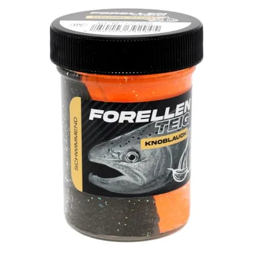 FTM Forellenteig schwimmend 50g - Forellenteig, Farbe/Aroma:Schwarz/Orange - Knoblauch