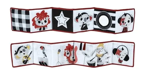 Tiny Love doppelseitiges erste Buch, Baby Buch, 0+ Mon., Fühlbuch Baby, Schwarz-Weiß, 2 Seiten, 6 lustige Aktivitäten, fördert Sinne, Fähigkeiten & Sehkraft, Spielzeug für die Bauchlage, Tiny Rockers