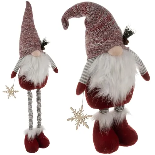 Ruhhy Weihnachtsfigur mit Langen Beinen Teleskop Weihnachtsfiguren Stehend Plüsch Home Deko 22340 Zwerg