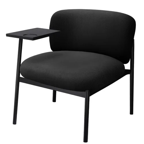 COMHOMA Loungesessel Sessel Relaxsessel Ohrensessel modern, Polsterstuhl mit Metallbeinen, Einzelsofa für Wohnzimmer/Schlafzimmer/Garten, Schwarz