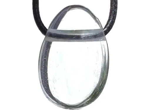 Steinfixx® - Edelstein Anhänger aus echtem Bergkristall | Tropfenanhänger | klare Qualität | mit 80 cm Wildlederband