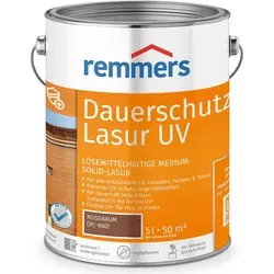 Remmers Dauerschutz-Lasur UV nussbaum (RC-660) 5 l - Holzlasur mit sehr hohem UV-Schutz, ideal für Holz im Freien. Wetter- und schmutzabweisend, pflegeleicht und biozidfrei - perfekt für langlebige Holzschutzlösungen.