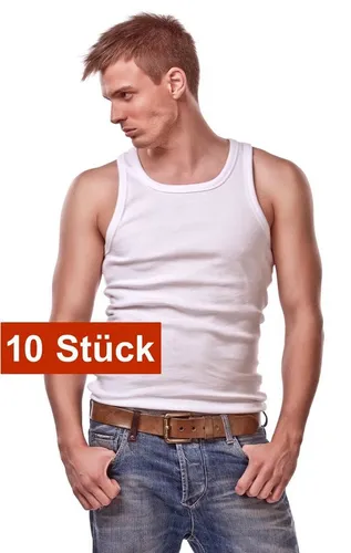 Cocain underwear Unterhemd Herren glatt weiss Feinripp kochfest trocknergeeignet 100 Baumwolle (10-St) ohne Seitennähte, 100% Baumwolle