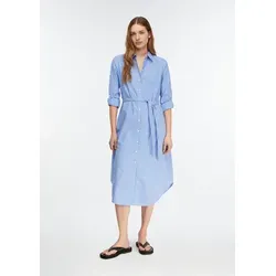 Comma Gestreiftes Hemdblusenkleid aus Popeline - Elegantes Hemdblusenkleid im Relaxed Fit aus hochwertigem Baumwollmix. Mit praktischem Stoffgürtel, langen Ärmeln und Eingrifftasche perfekt für jeden Anlass.