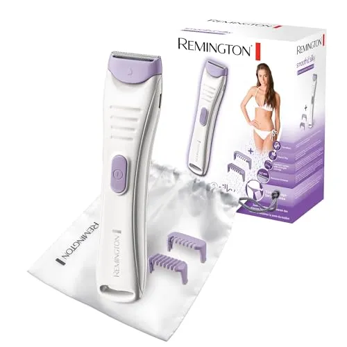 Remington BKT4000 Haartrimmer für Intimbereich & Körper - Epilierer mit hautfreundlicher Technologie, 100% wasserfest und präzise bis 0,2 mm für eine sanfte Rasur. Ideal für Nass- und Trockenanwendung, inklusive 2 Aufsteckkämme für individuelle Längen.