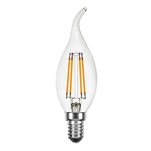 NCC-Licht LED Filament Windstoß Kerze 4W = 40W E14 klar Glühlampe Glühbirne extra warmweiß 2200K