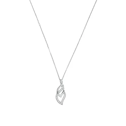 Amor Kette mit Anhänger aus 925 Sterling Silber - Ketten für Damen, aus hochwertigem 925 Sterling Silber gefertigt, mit ausgefallenem Design und Zirkonia, kommt in einer eleganten Schmuck Geschenk Box, ideal für besondere Anlässe.