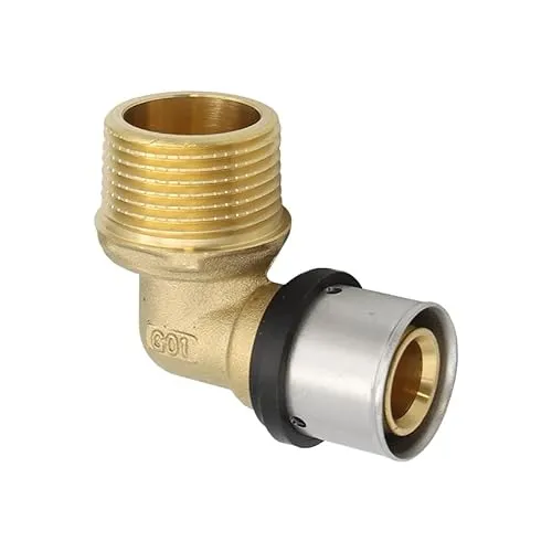 Pipetec Pressfitting Winkel Übergang 26x3 mm 1 Zoll Aussengewinde TH Kontur Verbundrohr, DVGW, TH-Profil