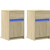 vidaXL Nachttische mit LED-Leuchten 2 Stk. Sonoma Eiche