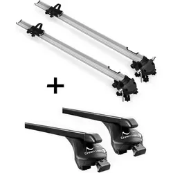 2x Fahrradträger Bike Pro + Relingträger Quick kompatibel mit für VW T-Cross (5 Türer) ab 2019 offene Reling