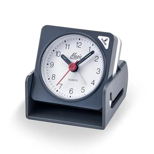 Atlanta Magic Reisewecker mit Klappetui Quarz Klappwecker Licht Snooze - 2190/4 (Grau)